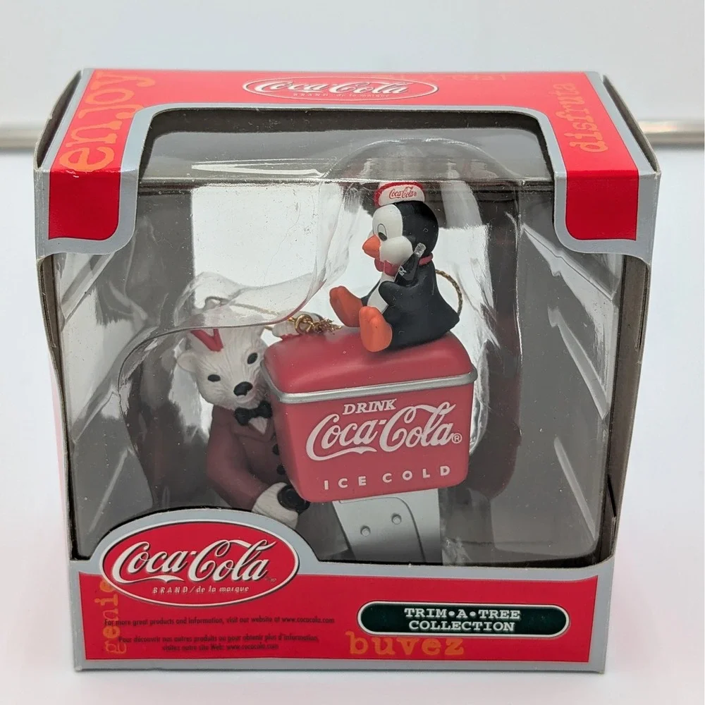 Coca-Cola Polar Bear Penguin Soda Fountain Ornament Trim A Tree Cavanagh Box